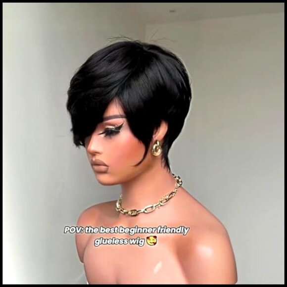 Short Pixie Cut Wig Brazilian Virgin Human Hair Glueless Daily Wear main image 5